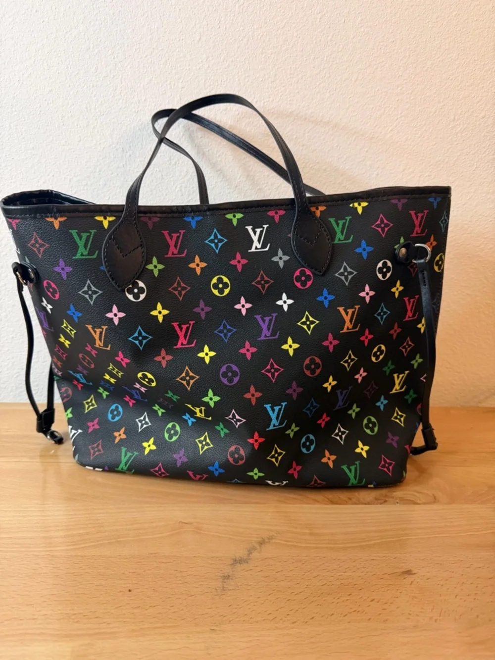 LVxTM Black Multicolor Neverfull MM tote Murakami monogram - Picture 5 of 5
